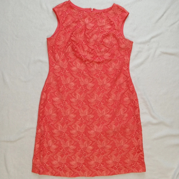 Kasper Dresses & Skirts - Kasper Orange Sleeveless Floral Lace Overlay Sheath Dress size 16
